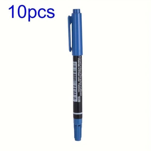 Permanent marker 0,8/2 mm Spids Dobbelthoved Vandtæt Sort Blå Rød Pen Til Student Papir Stål CD Glastøj Farve Kontor Skoleartikler