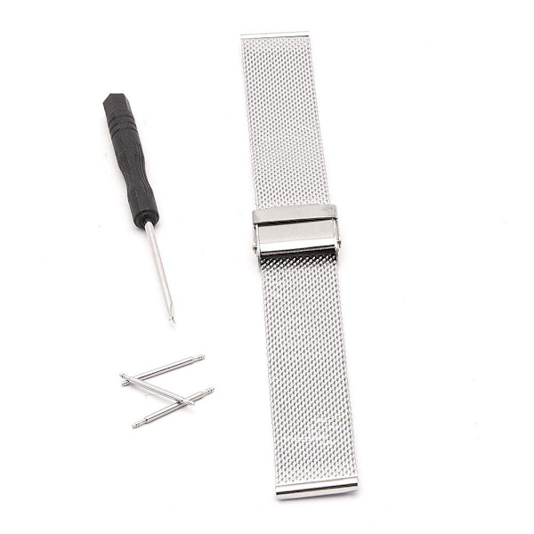 Mesh urrem - Sort eller sølv 20 mm rustfrit stål [JUN] Silver Silver