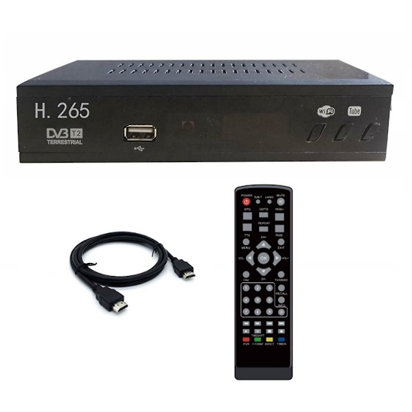 DVB T2 HEVC 265 Digitaalinen TV-vastaanotin DVB-T2 265 1080P HD Dekooderi USB Maanpäällinen TV-vastaanotin Digiboksi EU-pistoke