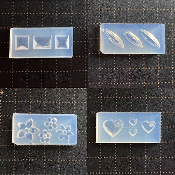 15 st Mini Facetterade Ädelstenshjärta Molds för Nagelkonst Carving Form Lämplig för DIY Nagelkonst Dekoration Tillbehör Verktyg