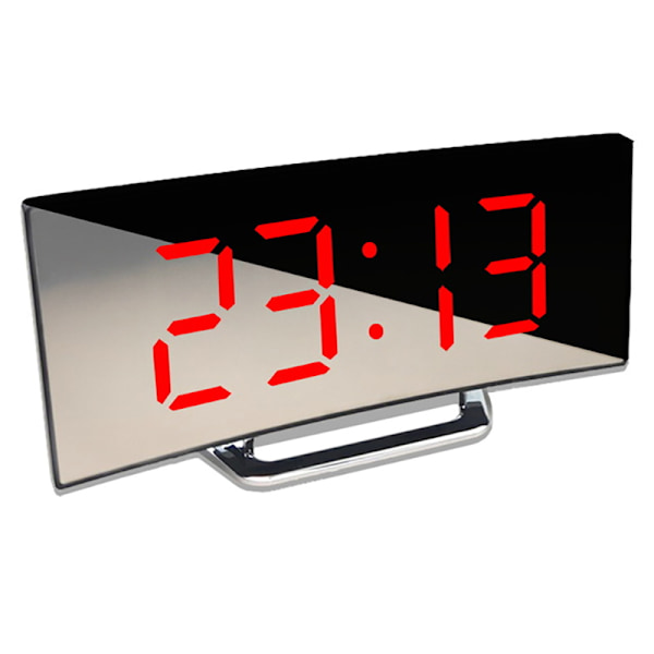7 tums digital väckarklocka Böjd dimbar LED elektronisk siffra RÖD RED one size