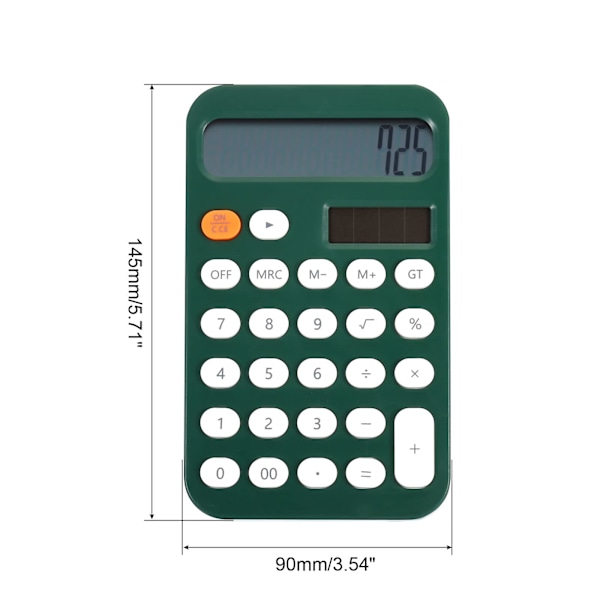 Skrivbordsregnemaskin, 12-sifret stor LCD-skjerm Standardfunksjoner Skrivbordsregnemaskin Bærbar søt regnemaskin for hjemmekontor, Grønn Green