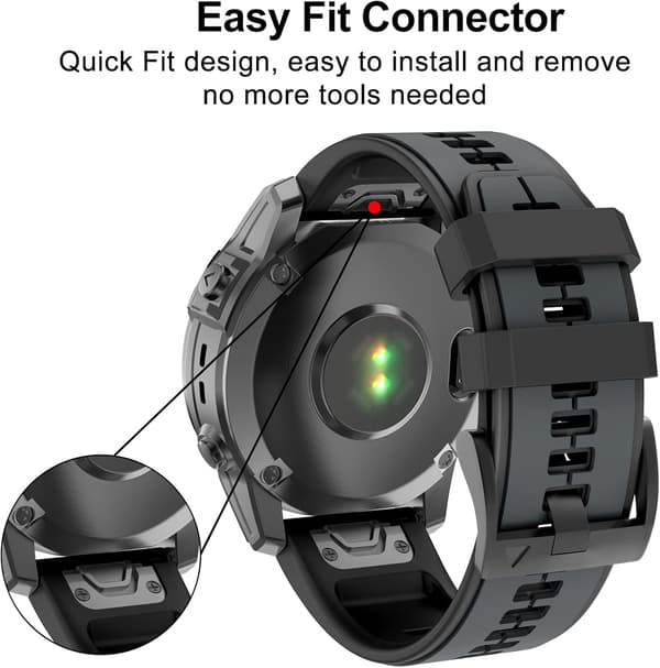 22 mm Quick Fit silikonrem for Garmin Fenix 7/6/5, Epix 2, Approach S60/S62, D2 Delta, Forerunner 935/945[JUN]