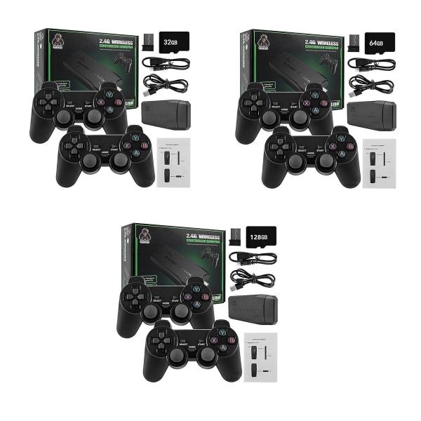 20000+ 4K HDMI TV Videospillkonsoll Retro Spillkonsoll m/ 2 Trådløse Kontrollere 4K Spillkonsoll, 100% Ny 128g