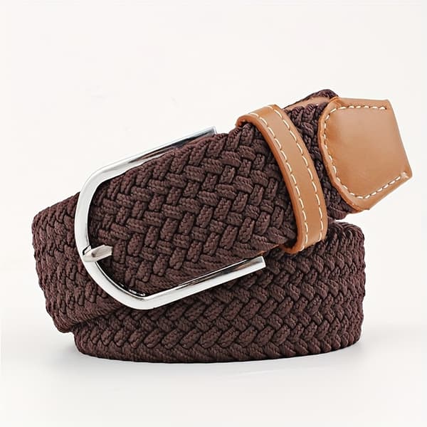 Herre lærredsbælte med elastisk strækbar linning Average Size Brown A358