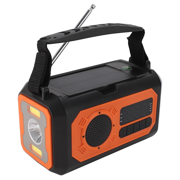 12000mAh Nødradio med Håndsving, Solceller, Lommelygte, Læselampe, Kompas, Telefonoplader, Bærbar Radio AM FM NOAA