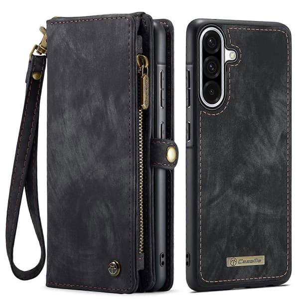 Läderplånboksfodral med rem för Samsung Galaxy A17 5G[JUN] Black
