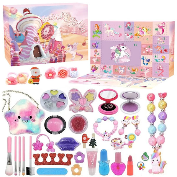2023 Ny Jul Adventskalender Charm 24 Dages Nedtælling Kalender Julpigen Smykker Halskæde Armbånd Enhjørning Julegaver style 8