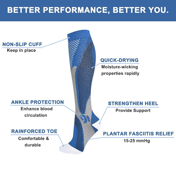 3 par kompressiosukat naisille ja miehille, 15-25 mmhg tukisukat kompressiosukat korkea mukavuus trombosukat S M