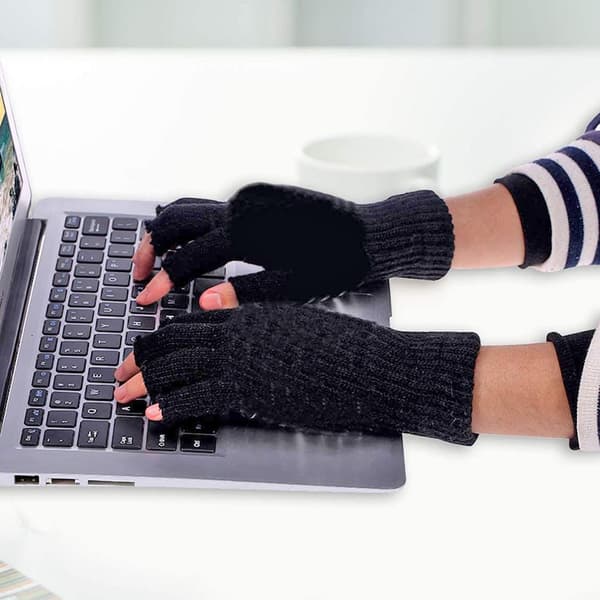 USB Opvarmede Handsker | Genopladelige Fingerløse Vintervanter Sort[JUN]