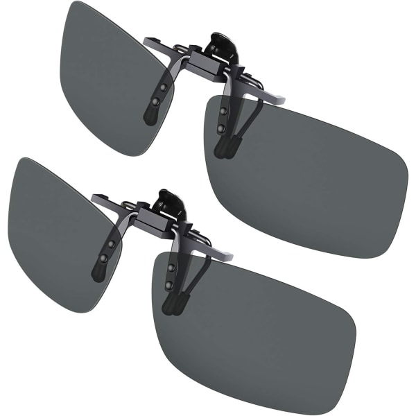 Clip-on solbriller, polariserede solbriller [2-pak Day Vision] Clip-on solbriller til mænd/kvinder til kørsel og udendørsaktiviteter