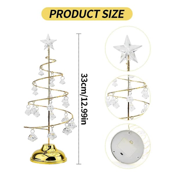 LED Kristall Julgransljus med Ornament, 33cm Bordsdekor [JUN]