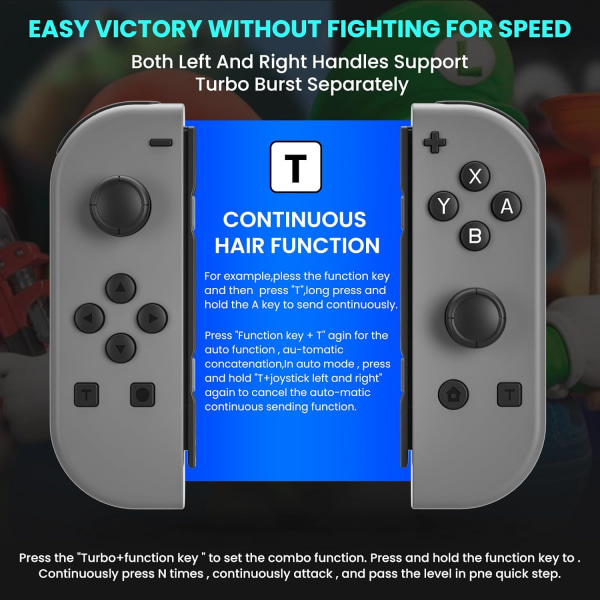 Trådlös Handkontroll Kompatibel med Nintendo Switch, OLED, Lite Gamepad Joystick (Vänster/Höger) Ersättning med RGB Höger grey