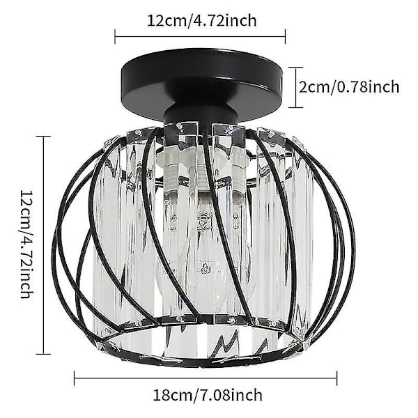 Moderni kristalli kattokruunu E27 LED-kattovalaisin Mini kristalli kattokruunu keittiöön ruokailutilaan makuuhuoneeseen eteiseen (musta) (hy)