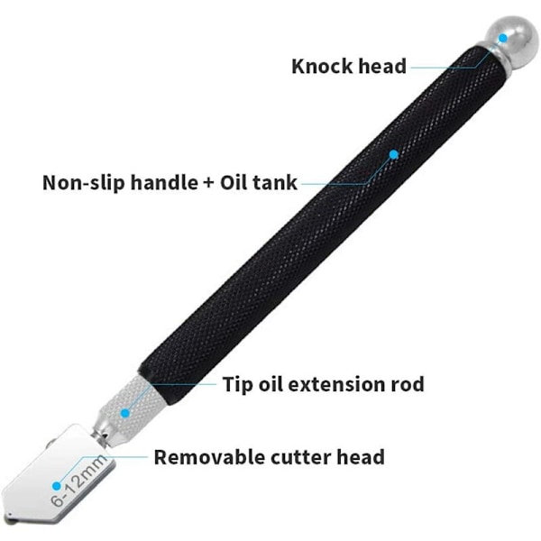 Professionell glascutter, manuell glascutter, diamantglascutter, glascutter, glascutter för 2-20 mm, självoljande