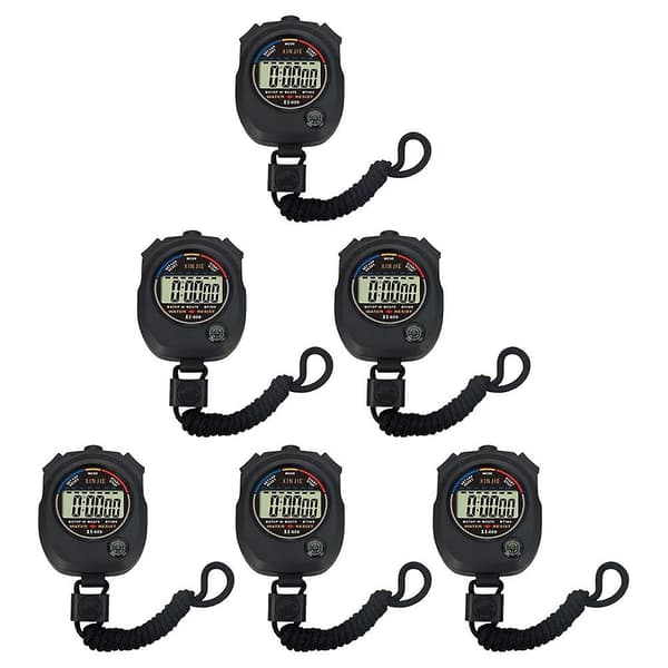 6-pakning konkurransestopper, elektronisk timer for trening (svart) [JUN]