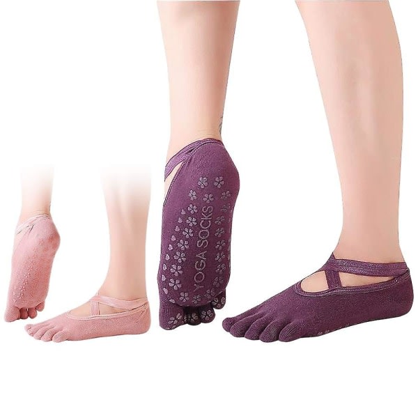 2 paria Pilates-sukkia, liukumattomat joogakengät, joissa on pito ja str