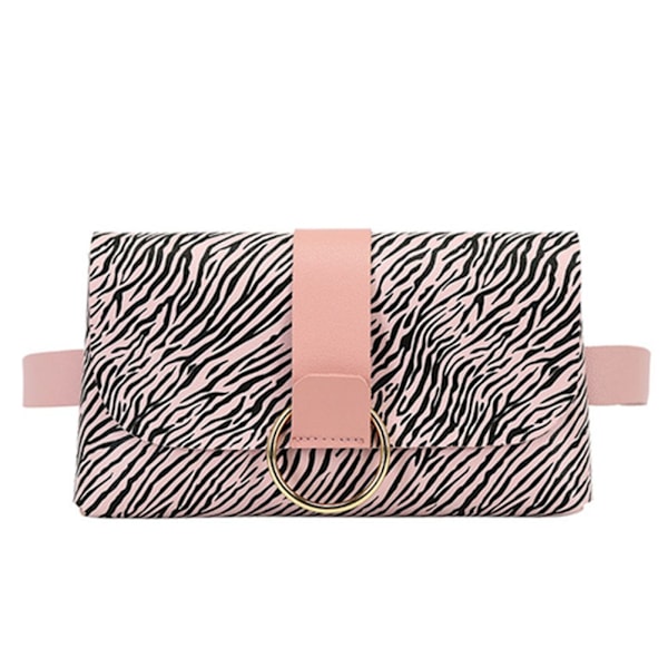 Dame Belteväske Flik Lær Fanny Pack SEBRA MØNSTER-ROSA Zebra Pattern-Pink