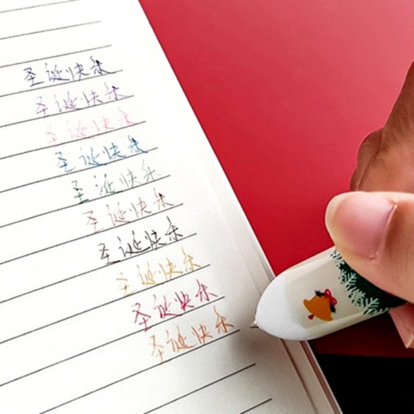 10 i 1 Jul Tegneserie Farverige Kuglepenne Enkel Design Kontormaterial Pen til Skole Kontor SNOWMAN