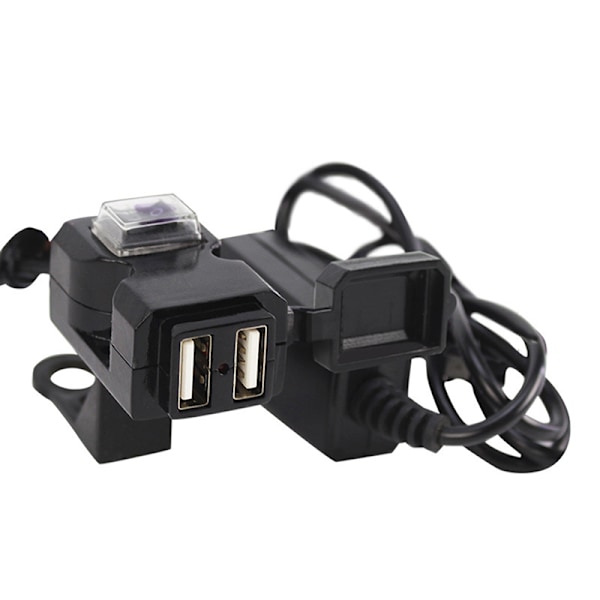 Vandtæt Dobbelt USB 12V Motorcykel Styr Oplader Udtag i Sort Black One Size