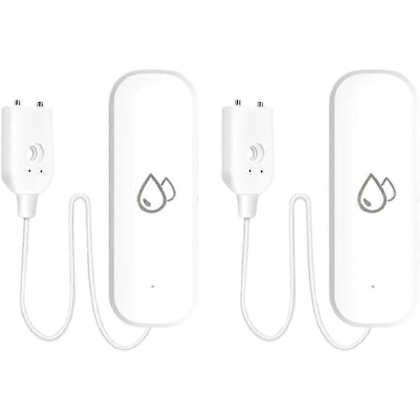 Smart Vattenläckagedetektor 2-pack, Tuya WiFi-sensor med appaviseringar och kontroll [JUN]