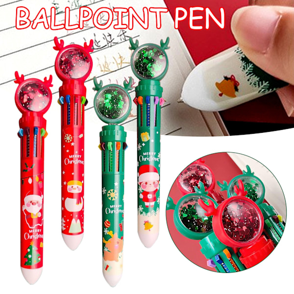 10 i 1 Jul Cartoon Färgglada Kulspetspennor Enkel Design Kontorsmaterial Penna För Skola Kontor 4PCS
