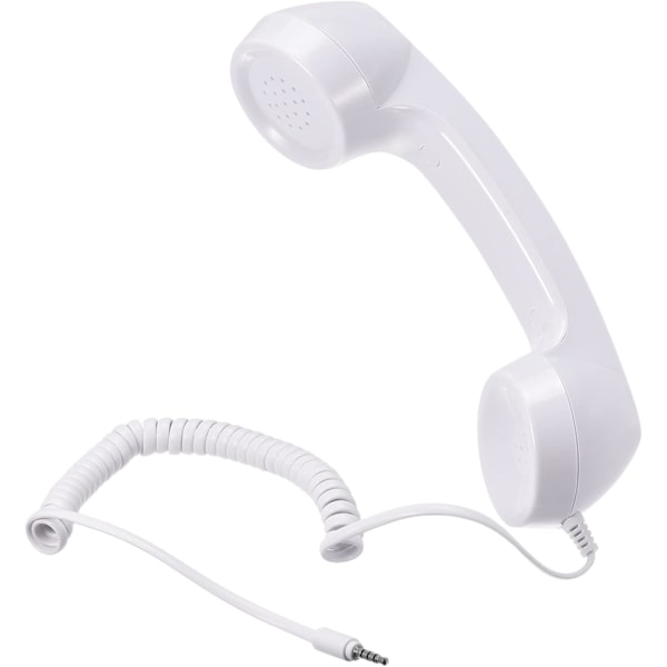 3,5 mm:n retro puhelinkuuloke mikrofoni kaiuttimella, sileä (valkoinen) White