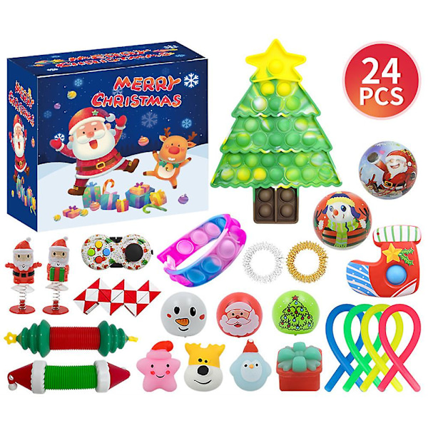 Julekalender med 24 Dages Nedtælling Adventskalender 2024 Fidget Sensoriske Legetøj Blind Box Børn Julegave