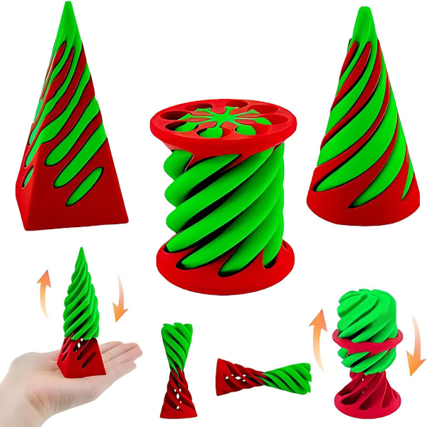 3 Impossible Cube Fidget Legetøj, Spiral Pyramide Puslesæt [JUN] green
