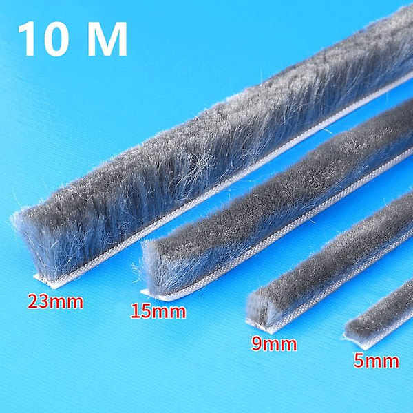 10m Borstlist Självhäftande Dörr- och Fönstertätningslist Vindtät Dammtät Ljudisolerande List Packning Hem 9*5mm 9*5mm gray