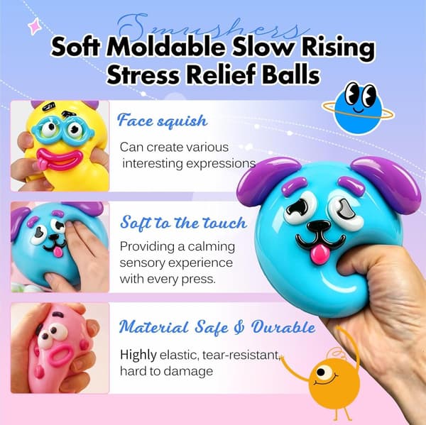 Smushers Squishy-Curiosities Smushers Koiran kasvojen squishy Purple