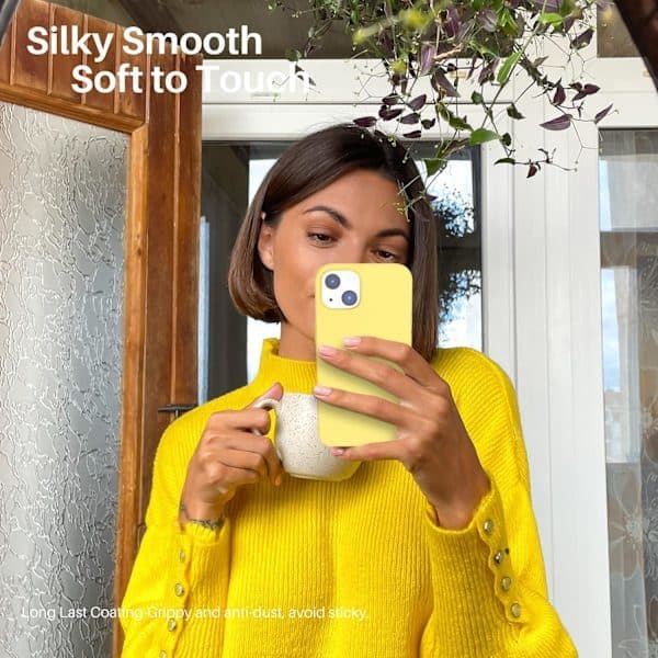 iPhone 13 Case, Liquid Silicone Case for 6.1 inch iPhone 13, Ultra-thin Case, Full Coverage Shockproof Protective Soft Case Lemon Yellow Lemon yellow