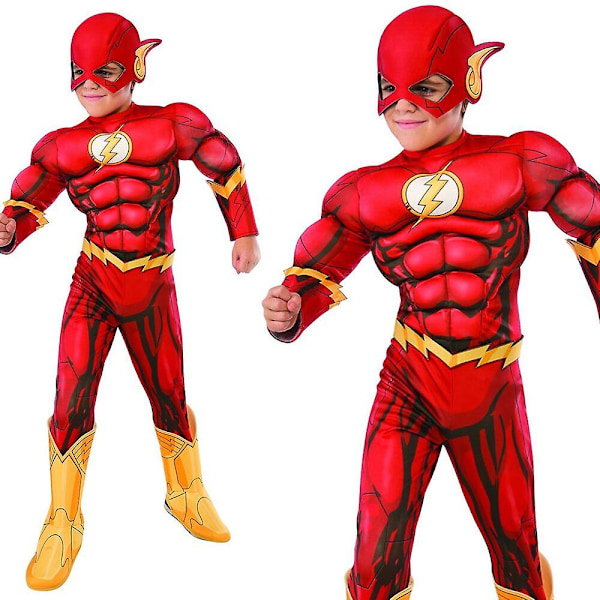 Barn The Flash Cosplay Kostym Superhjälte Barn Maskeraddräkt Outfit