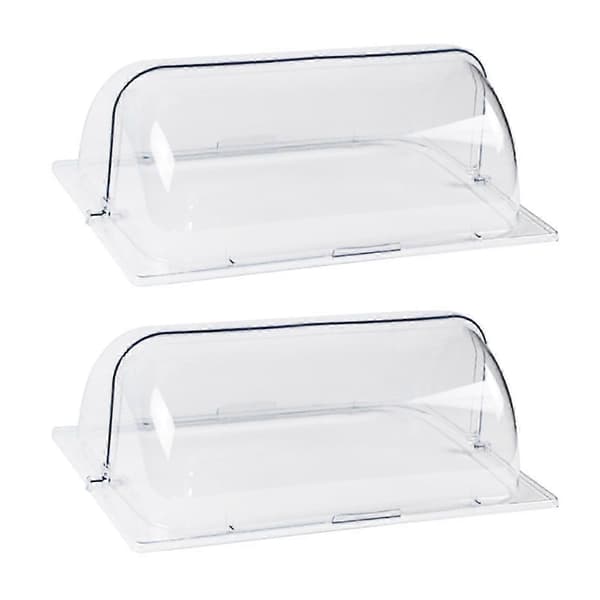 Fullstor Chafing Dish Lås, 2-pak, Klar Plast Rulle Top Display Lås til Bageri og Desserter, Rektangulær[JUN]