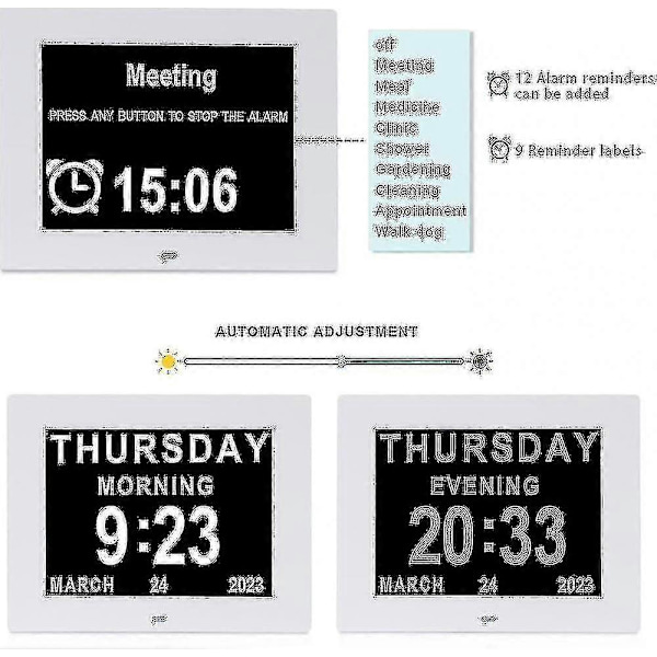 Demensklocka med Stor Digital Display, Dag & Datum för Seniorer[JUN]