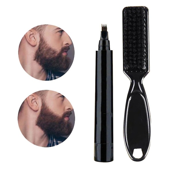 Pen til skægfyldning - Pen til skægforstærkning - Vandtæt overskægsfarvning - Formningsværktøj - Hårpen - Sort