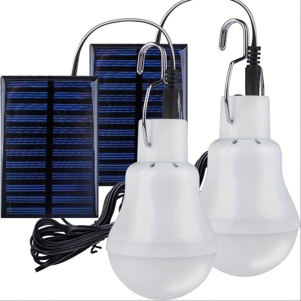 Soldrevet LED udendørslampe med panel til have og camping 1st