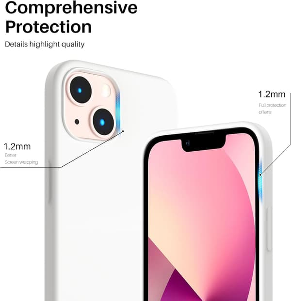 Flytande silikonfodral för iPhone 13 6.1\" - Ultratunt helkroppsstötskydd [JUN] White