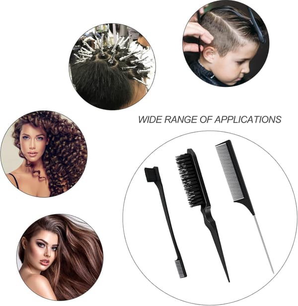 3 stk Slick Brush Sæt, Plastbørste Hårbørste Retande Kamkant Hårbørste Retande Sæt