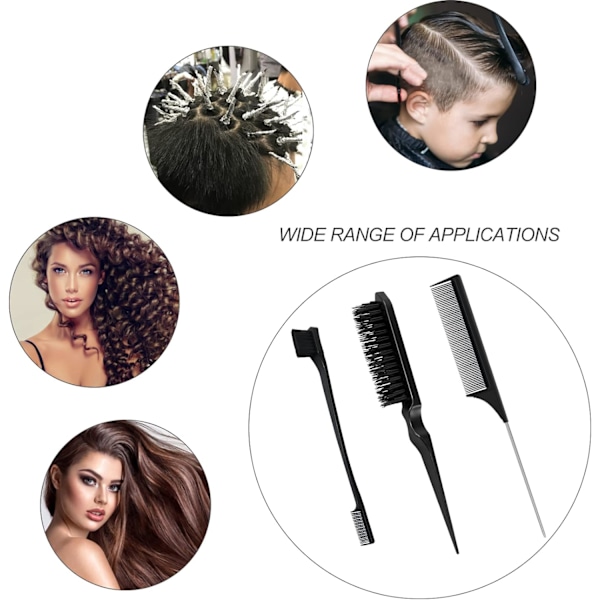 3 stk Slick Brush Set, Plast Brist Hårbørste Rettende kamkant Hårbørste Rettende sett