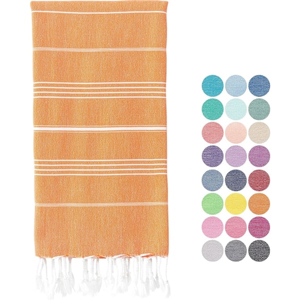 Strandhandduk - Turkisk Bomull Bad Spa Bastu Hammam Resa Yoga Gym Yacht Handduk Omslag Filt 100 x 180 cm (orange)
