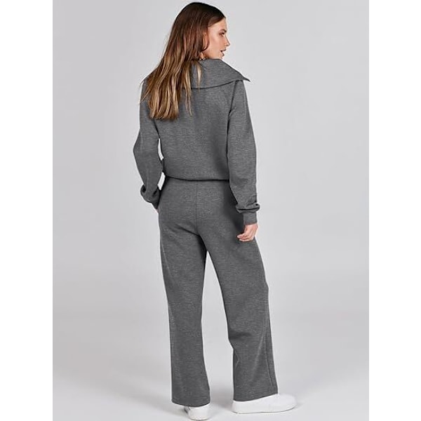 Dam 2-delt treningsdraktsett, Romslig Loungewear, Sportetøy Grå Grey S