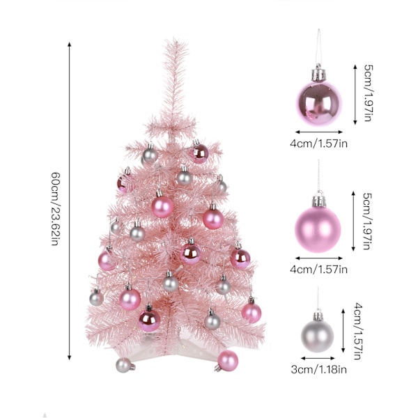 Julgran med lampor och dekorationer - Liten julgran