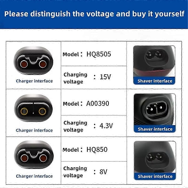 4,3V erstatningslader for Philips One Blade med EU-plugg