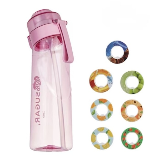 Air Water Up Flaske, 650ml Transparent Pink med 7 Duftkapsler (Camping/Sport) Transparent pink