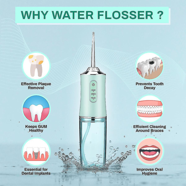 Dental Water Flosser Spotlight Waterpik Professionell Oral Irrigator Bärbar Floss Cleaner Friskare tänder Vitare Rengöringsmedel