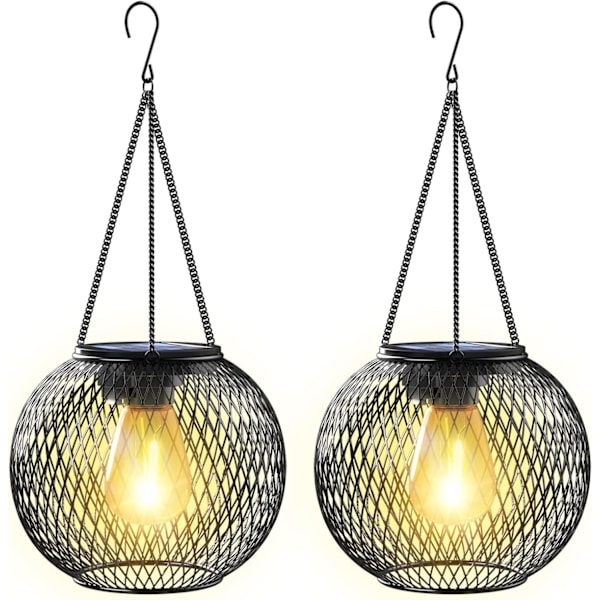 Solcellelampe 2-pak udendørs havelamper IP65 vandtæt automatisk tænd/sluk varm hvid [Energiklasse A+++][JUN]