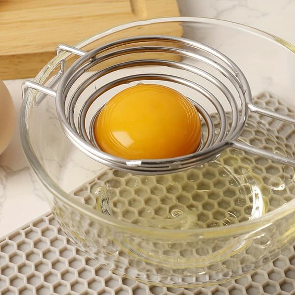 Eggeplomme- og eggehviteutskiller i rustfritt stål med forlenget håndtak 1pc