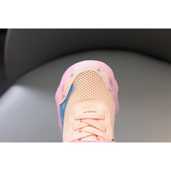 Elsa sko, prinsesse sko, jenter lysende sko, barn ledde sneakers, gutter jenter lett mesh stoff sko kors trening sko casual barn sneakers C Rosa C Pink 28