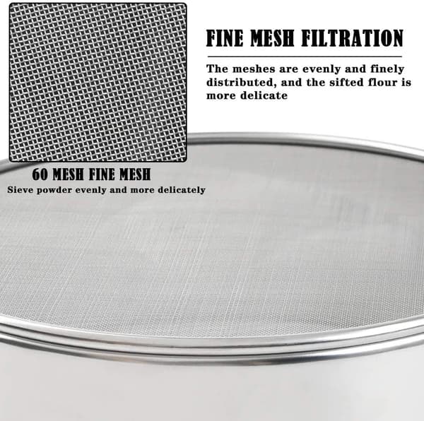 Mel sigte i rustfrit stål til bagning, rundt professionelt design [JUN]